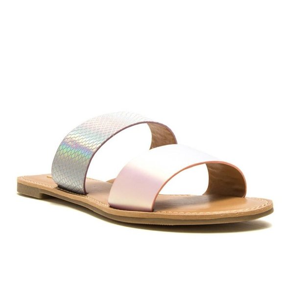 Shoes - Lavender Iridescent Double Band Sandas! Selling Out Fast! Get Them Now!!